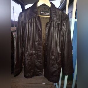 Vintage Wilsons Leather Brown Button Front Car Coat Jacket Women’s Size X Large